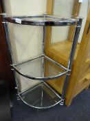 Glass & Chrome Corner Wotnot