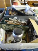 2 Boxes of Bric-a-Brac including Cutlery - Lamps- Kitchenalia etc