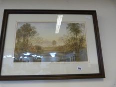 Framed Water Colour Depicting A Country Scene