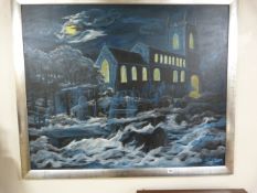 Large Framed Graveyard Scene Print