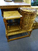 2 Seagrass Stools & Wicker Basket
