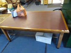 Oak Boardroom Table with Red Leather Insert