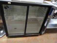 Double Door Under Counter Bottle Cooler Enclosed by Double Sliding Doors