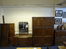 Oak Priory Style Bedroom Suite Consisting of Double Wardrobe - Dressing Table - Chest of Drawers &