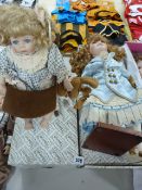 2 Alberon Porcelain Headed Dolls