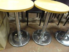 *Pair of Circular Bar Tables on Chrome Pedestals with Beech Tops