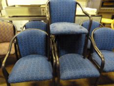 7 Tubular Framed Dining Chairs with Blue Upholstery