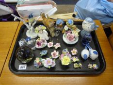 Tray consisting of Paper Weights - Bird Figurines etc