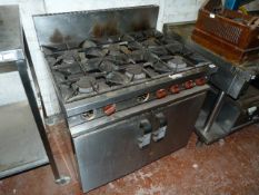 Commercial 6 Burner Gas Cooker over Oven