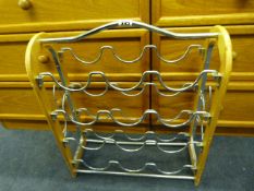 Chrome & Pine Wine Rack