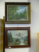2 Framed Canvas Oil Paintings Depicting Country Scenes