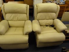 2 Cream Leather Reclining Chairs