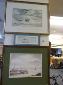 3 Framed Water Colours Depicting Harbour Scenes
