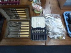 Cased Set of Fish Knives & Forks - Cased Set of Plated Spoons etc