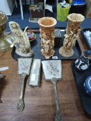 Tray containing Reproduction Faberge Eggs - Trinket Boxes - Art Deco Dressing Table Set etc