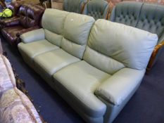 Light Green Leatherette 3 Seat Settee