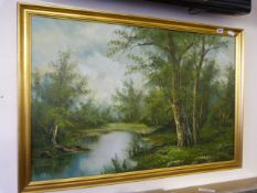 Gilt Framed Oil on Board Depicting A Country Scene