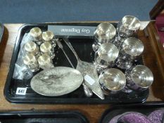 Tray of Silver Plated Goblets - Cake Knives etc