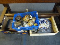 3 Boxes of Cased Cutlery - Pewter Ware - Chinese Vases etc