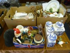 3 Boxes of Bric-a-Brac including Hair Products - China - Glassware etc