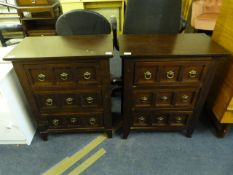 2 Dark Oak Chests of 3 Drawers