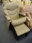 Beige Rotating Chair with Footstool