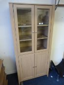 Light Beech Glazed Display Cabinet over Sideboard