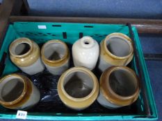 Box containing Old Stoneware Jugs etc