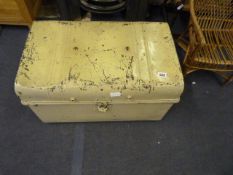 Vintage Tin Trunk & Contents