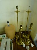 4 Brass Lamps & Another