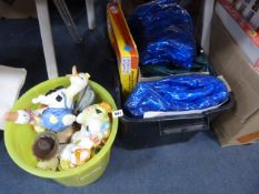 Box of Ceramic Ducks etc & Box containing Inflatable Sofa's