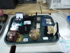 Tray of Collectable Items including Pocket Watches - Coins etc