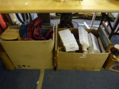 2 Boxes of Bric-a-Brac including Pillow Cases - Table Cloths - Cabinet Plates etc