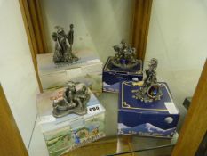 4 Tudor Mint Figurines - Gandalf, Gollum, The Unicorn of Justice & The Nursey