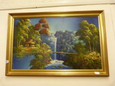 Gilt Framed Oil on Board Depicting A Country Scene