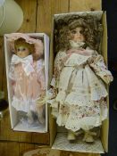 2 Porcelain Headed Dolls