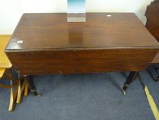Edwardian Mahogany Drop Leaf Table on Turned Legs
