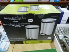 *2 Pack Soft Close Stainless Steel Trash Cans