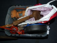 Box Containing Extension Lead - Oil Can - Joiner's Tools etc