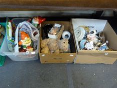 3 Boxes of Bric-a-Brac Including China & Glassware - Teddy Bears etc