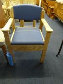 Light Oak Blue Upholstered Commode
