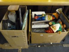 2 Boxes of Bric-a-Brac Including Gnomes - Prints - Cabinet Plates etc