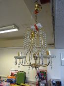 Brass & Cut Glass Chandelier