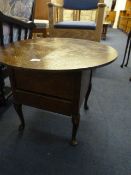 Oak Circular Sewing Table