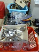3 Boxes Containing Assorted Decorative China - Cut Glass - Cutlery - Pocket Knives etc