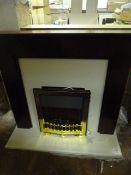 *Mahogany Fire Surround with Cream Back & Hearth Complete with Electric Coal Effect Insert