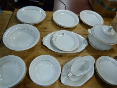 23 Pieces of White & Gilt Dinnerware