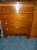 Art Deco Chest of 4 Drawers in Oak