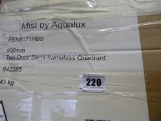 *Mist by Aqua Lux 900mm 2 Door Semi Frameless Quadrant Enclosure