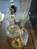 Collection of Glass Vases & Table Lamp